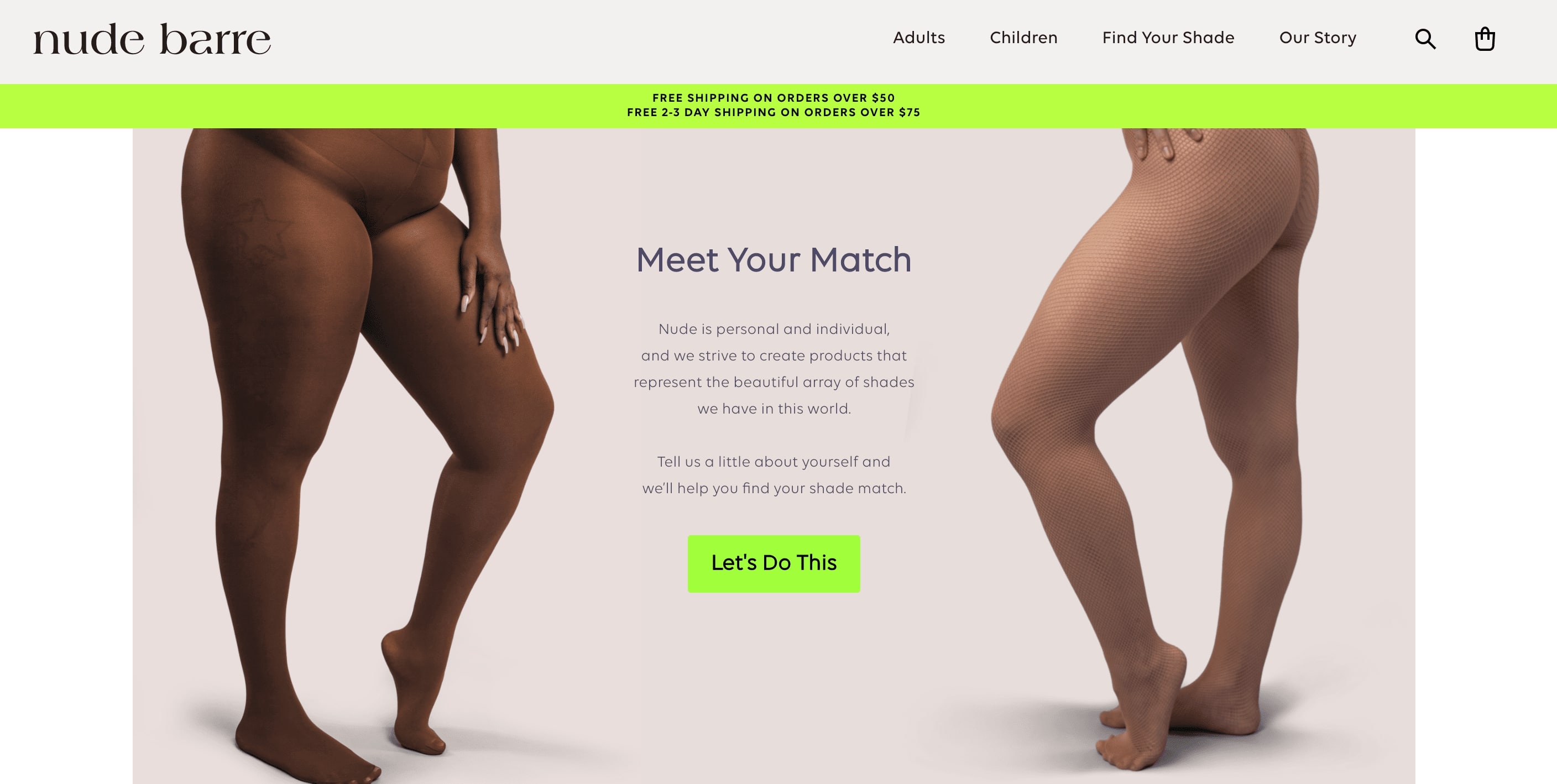 Apparel quiz - Nude Barre - homepage