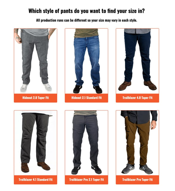 Apparel quiz - off the grid surplus - pants style