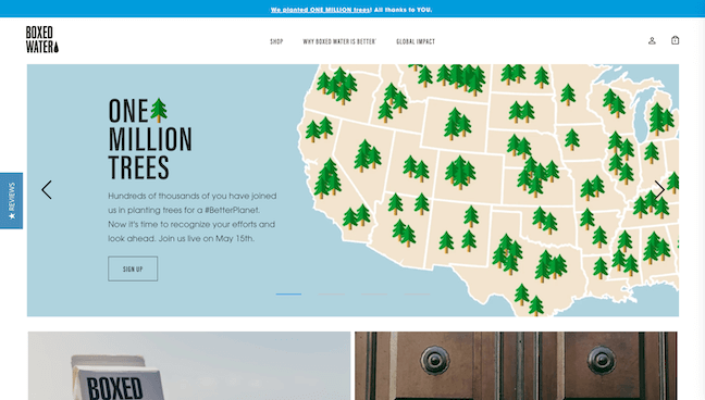 Boxed Water homepage