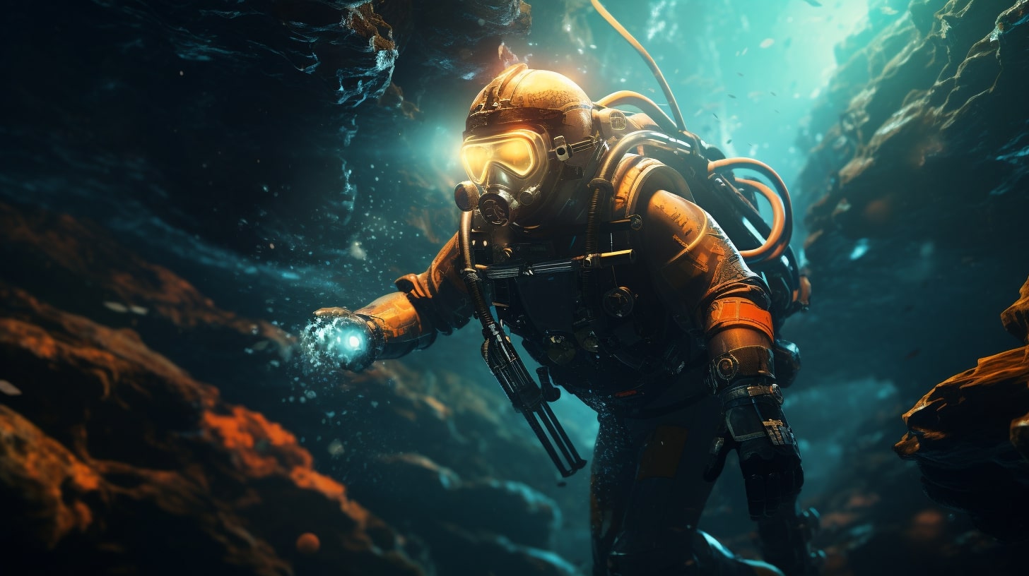  Diver exploring the depths of the ocean, symbolizing diving deeper into review mining