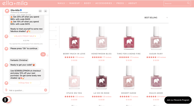 Ella and Mila Website Product page