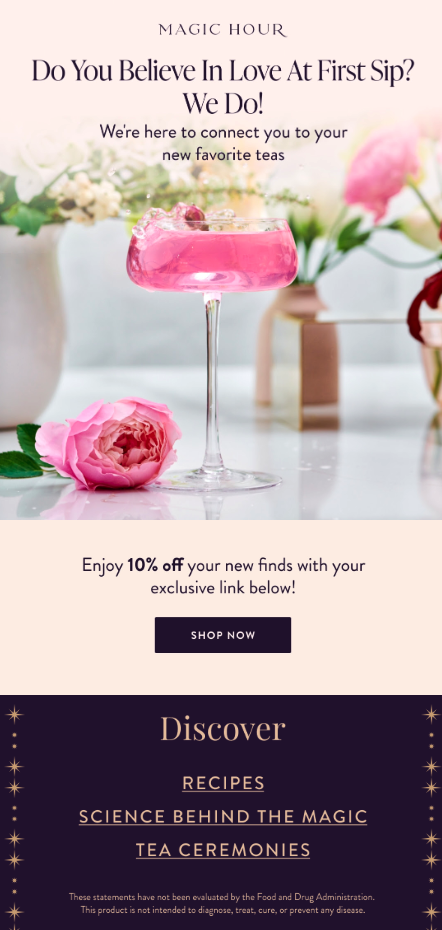 Magic Hour's post-quiz Klaviyo email flow example