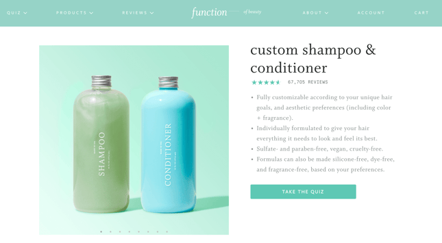 Function of Beauty Shampoo Quiz Website Page 