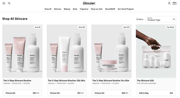 Glossier Product Bundle Website Product Page Inspiration