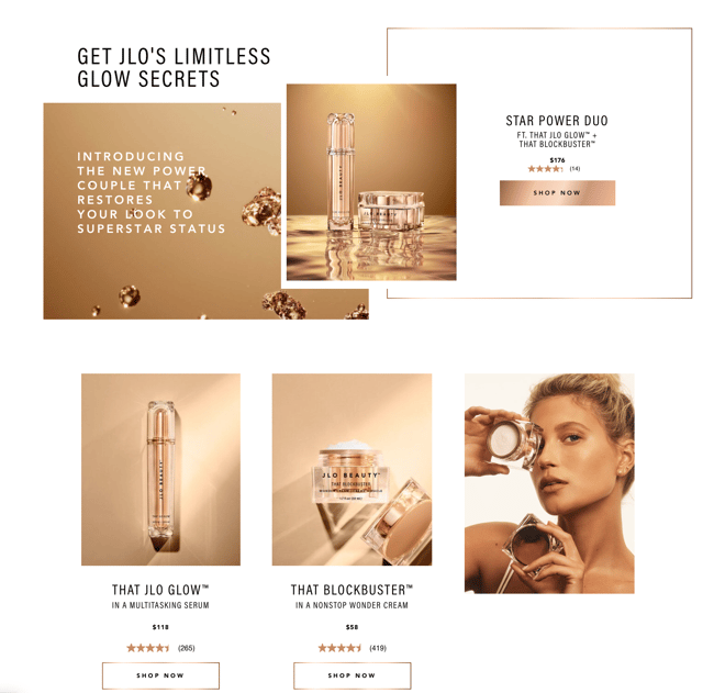 JLO Beauty Inspiring Website Page