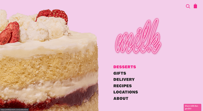 Milk Bar Store homepage