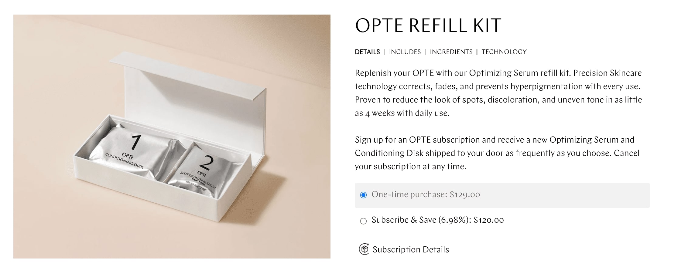 OPTE Refill Kit product page