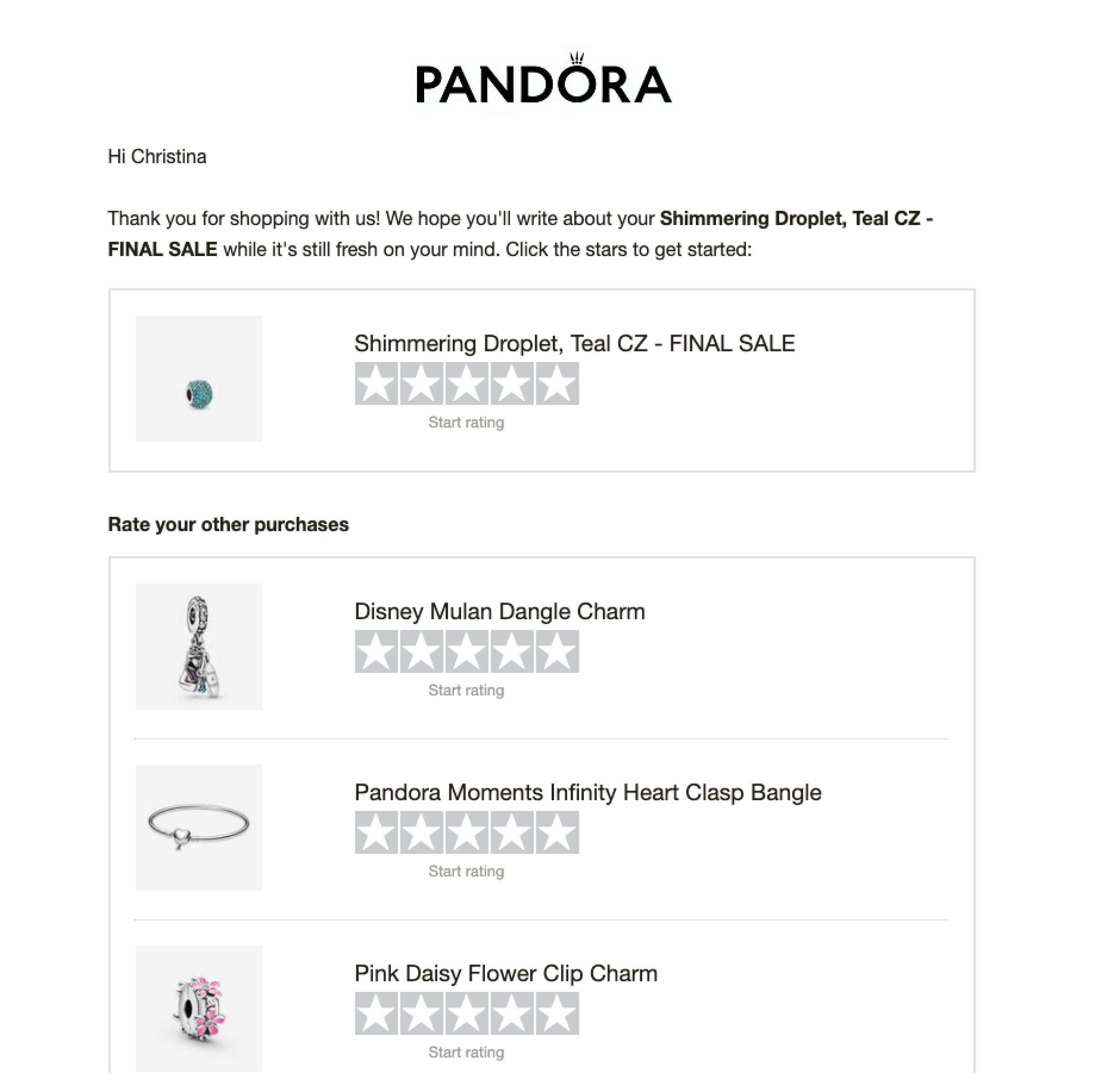 Pandora email