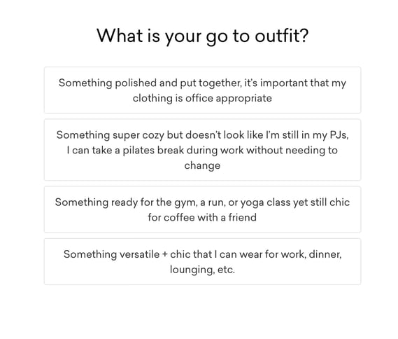 Quiz questions that ask what your go-to outfit is