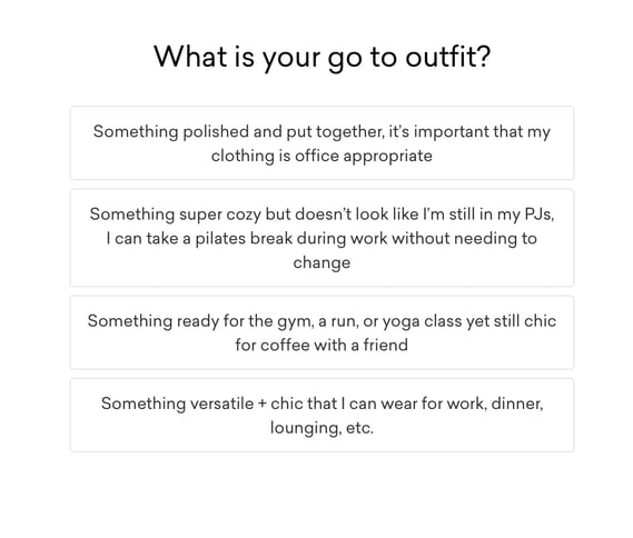 Quiz questions that ask what your go-to outfit is