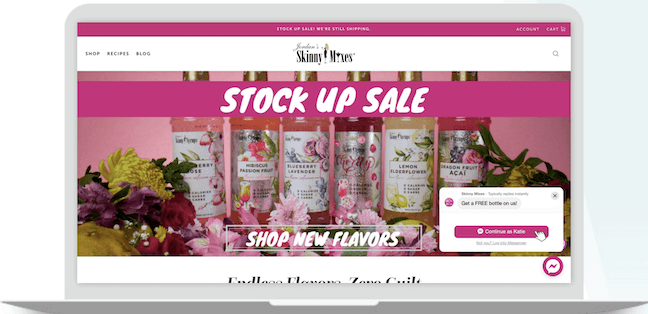 Skinny Mixes Messenger chat widget example