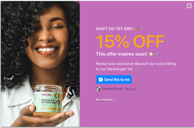 Naturalicious pop-up example