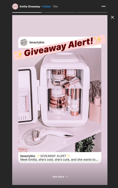 Beauty Bio Instagram Story Giveaway