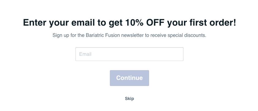 Bariatric Fusion quiz opt in incentive