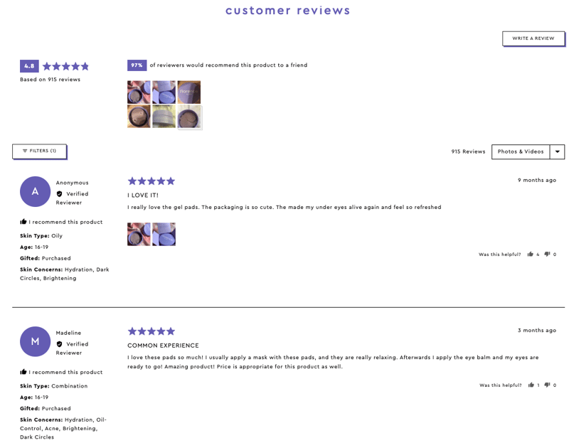 example of customer reviews from florence by mills