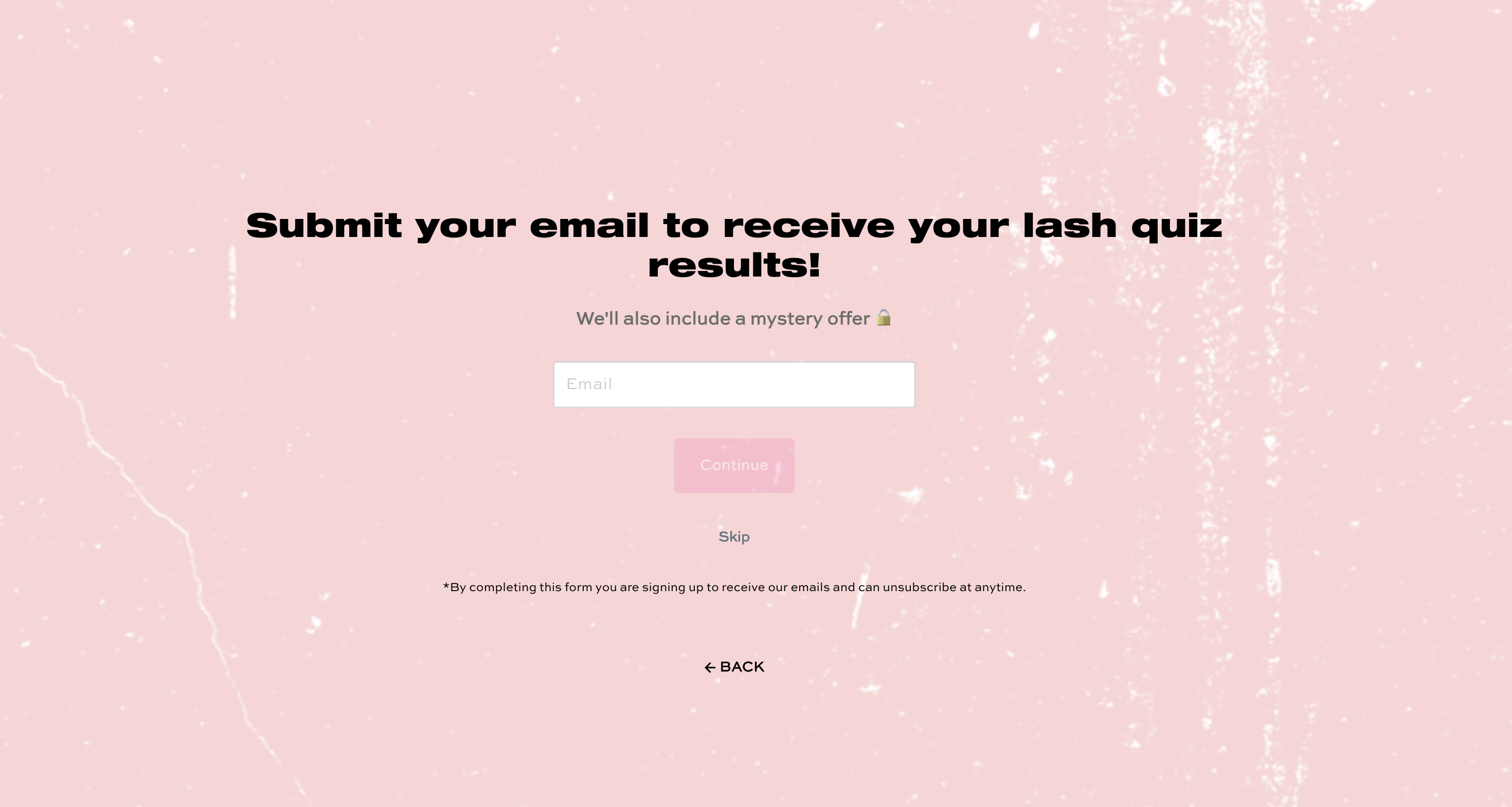 Glamnetic product quiz opt-in page