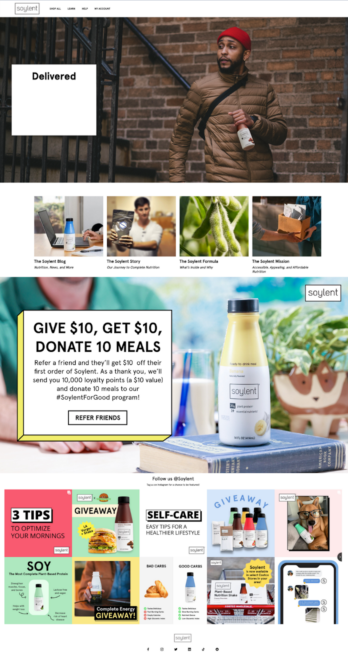 Soylent post-purchase shipping branded page