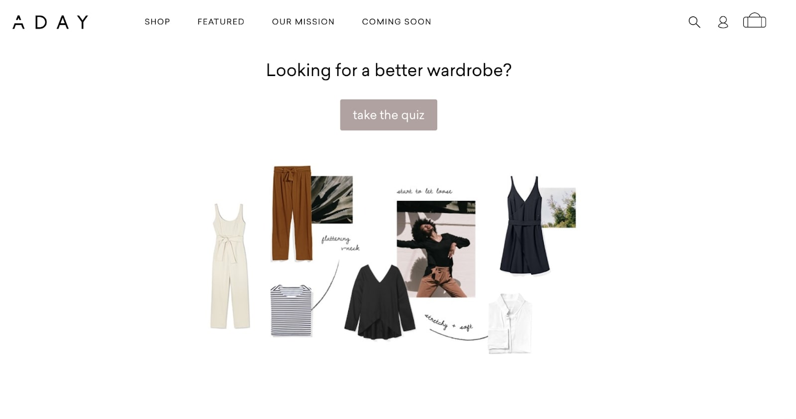 Screenshot of Adays online quiz that asks customers if they're looking for a better wardrobe