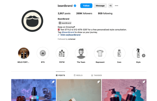 Screenshot of Beardbrand's Instagram