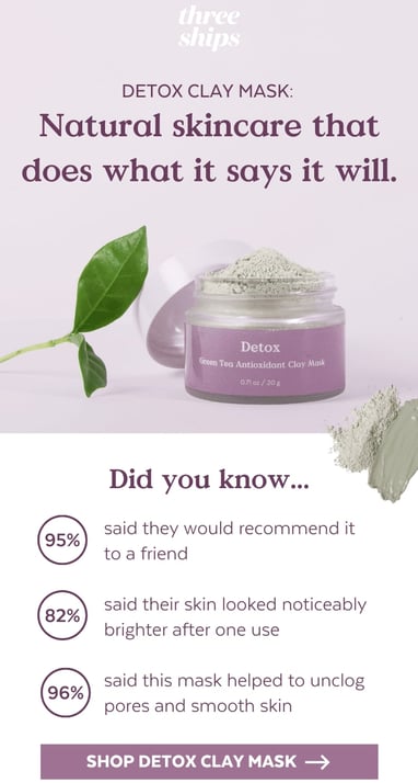 Screenshot of Three Ships email promoting their Detox Clay Mask. 