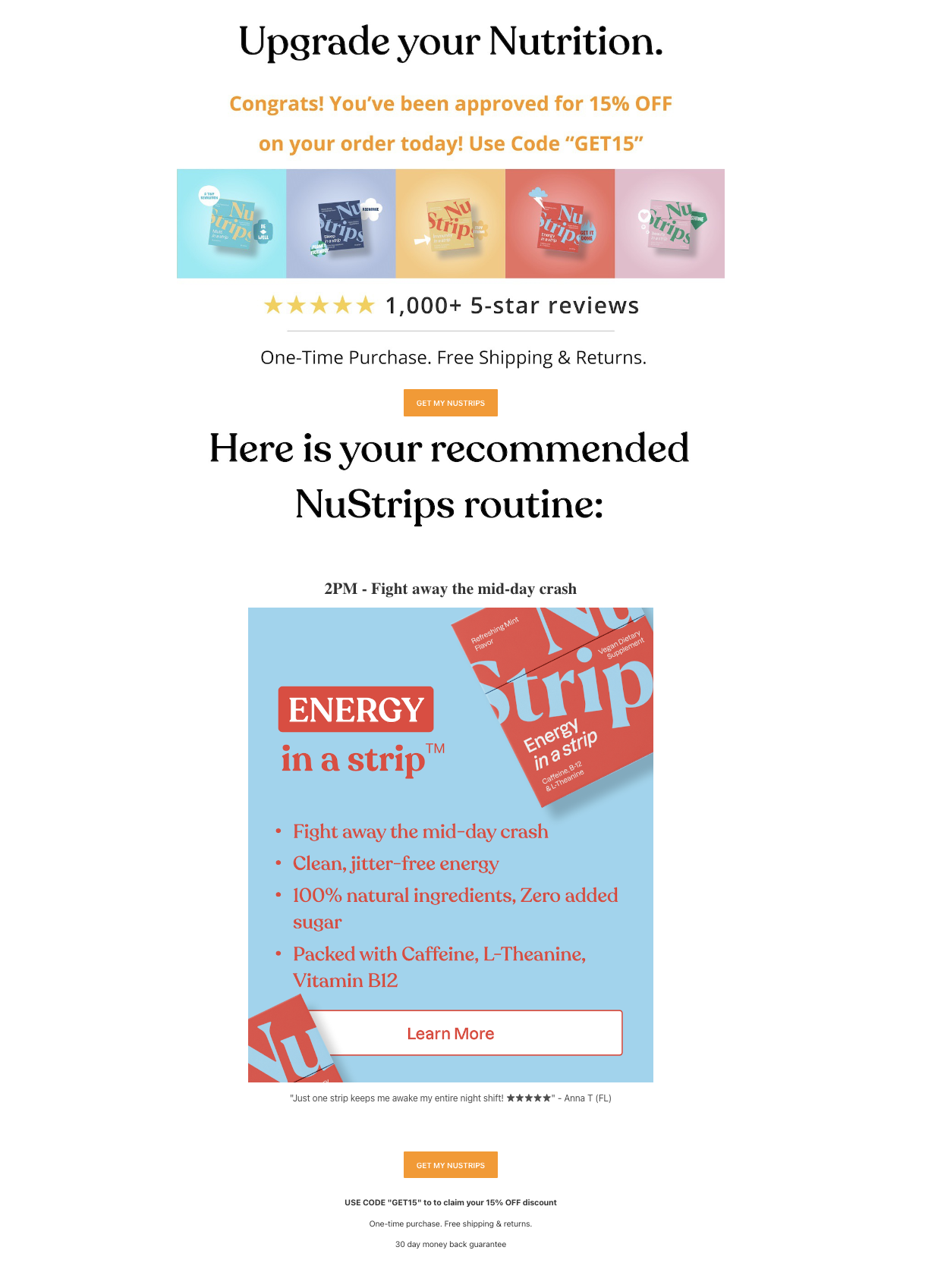 nustrips - recommendation page