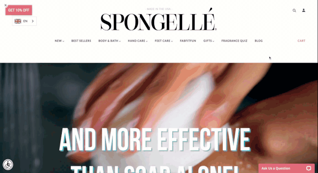 GIF of Spongelle's website product page