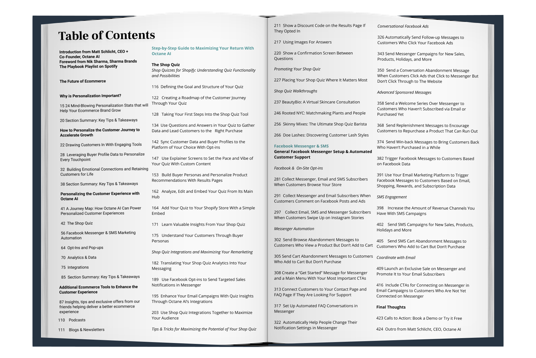 ecommerce book table of contents