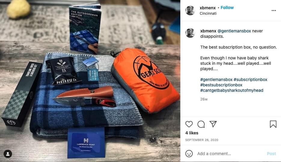 Screenshot of an Instagram photo of Gentlemen's Box