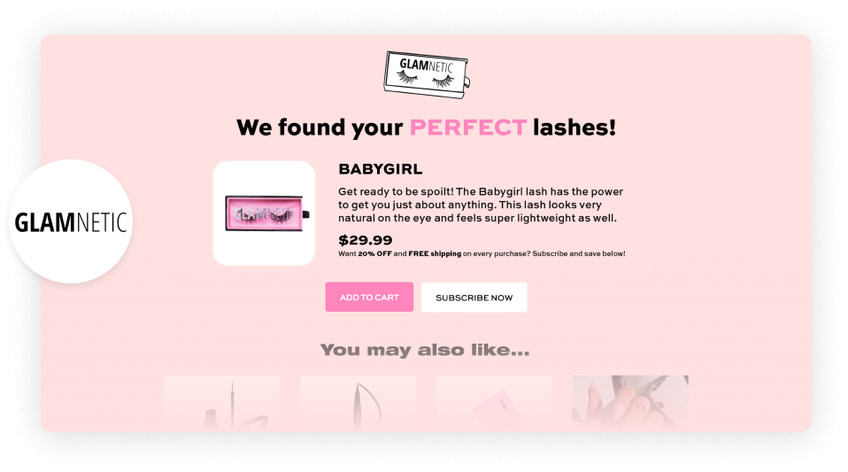 Glamnetic product finder quiz example