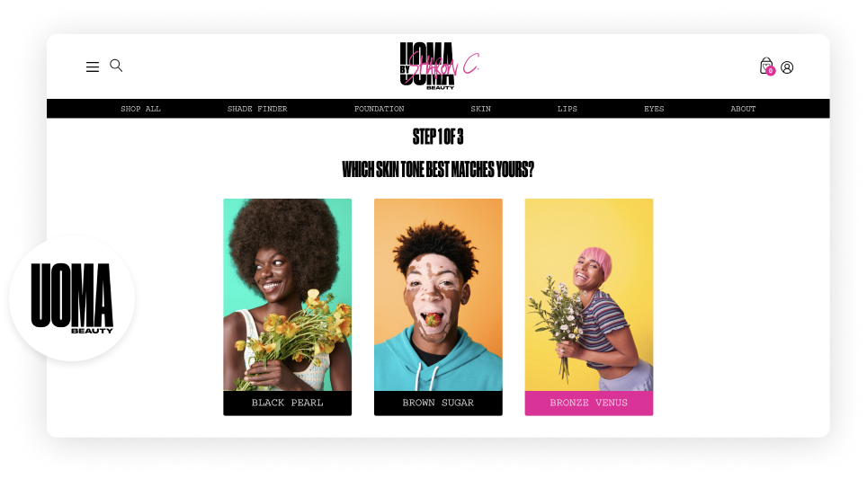 Uoma Beauty skin quiz example