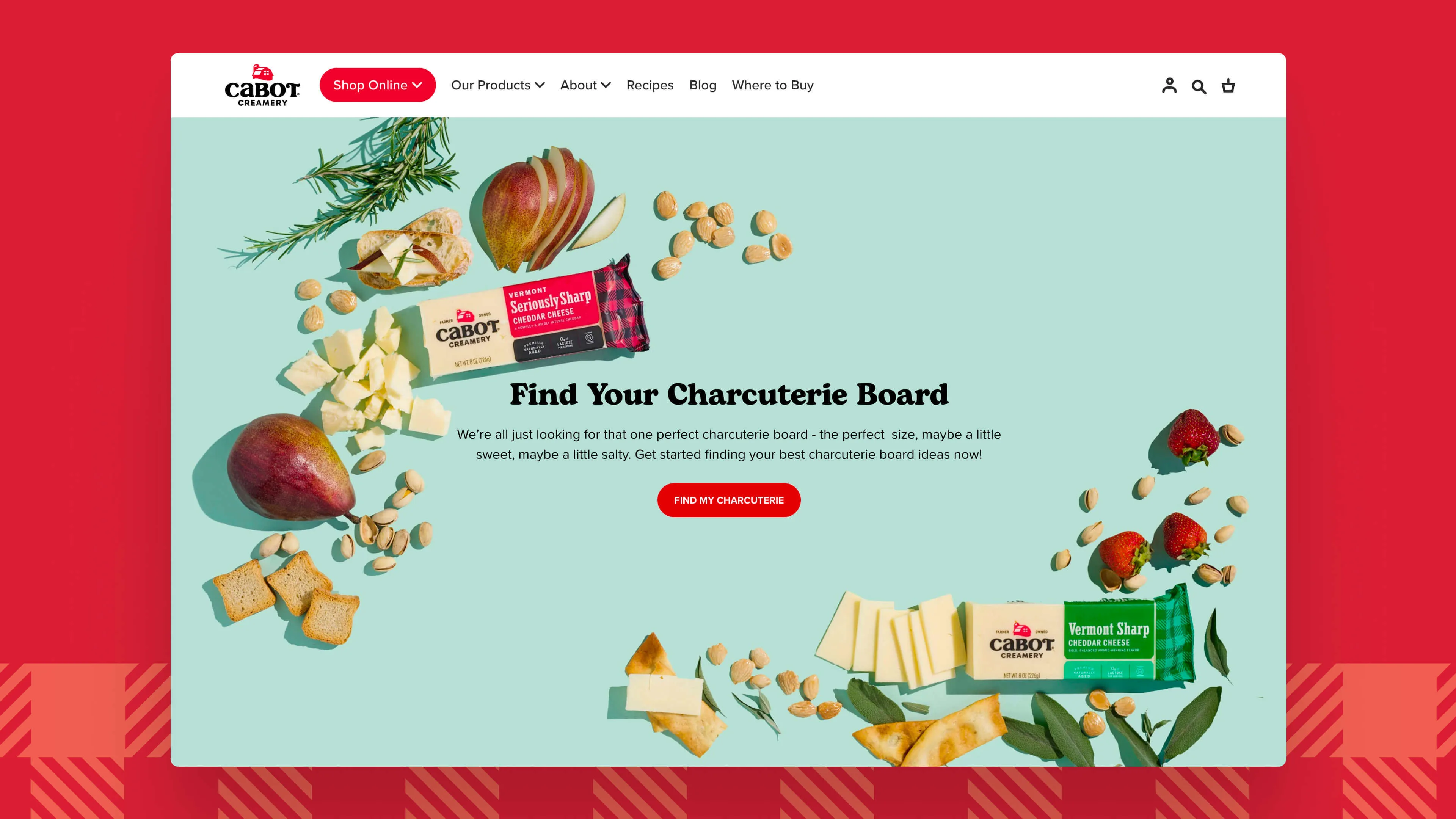 Cabot Creamery's Find Your Charcuterie Board quiz landing page